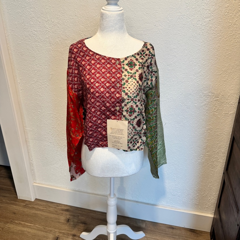 VINTAGE Silk Sari Blouse Large